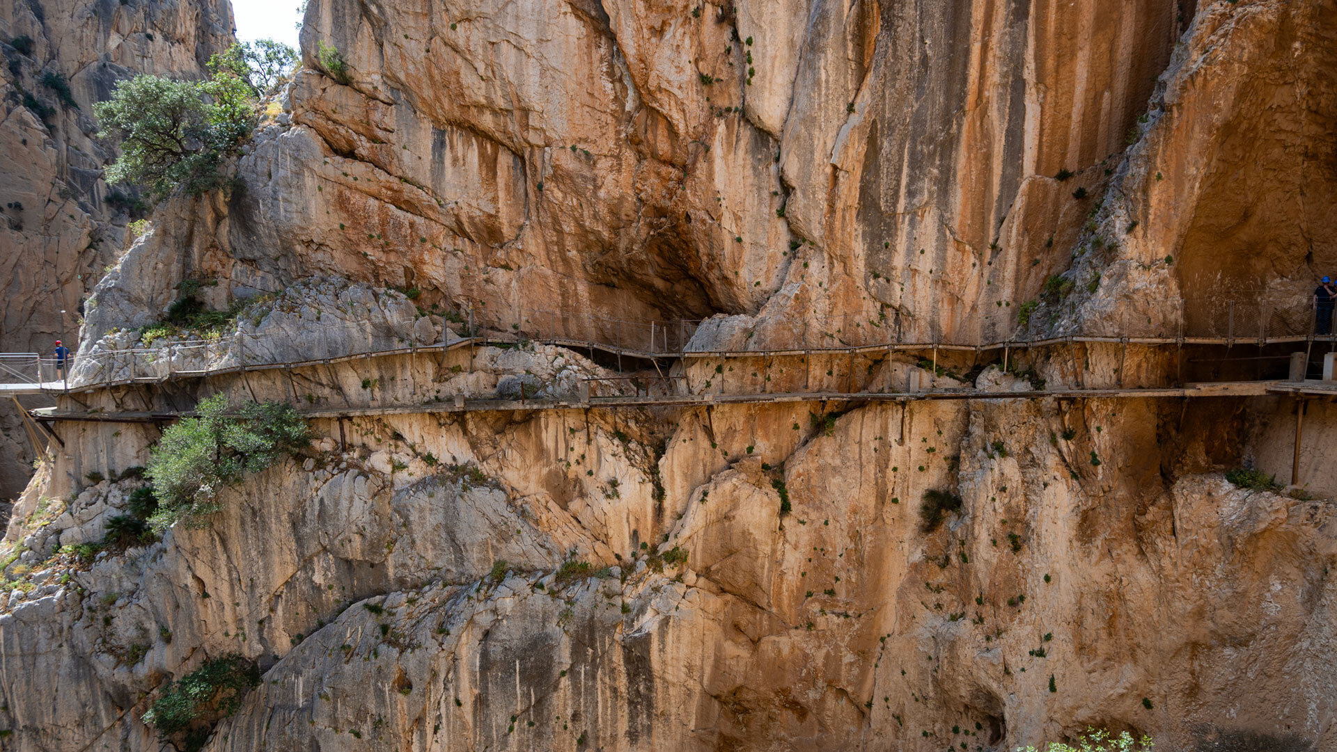 Tres kilómetros del Caminito del Rey discurren por pasarelas de madera